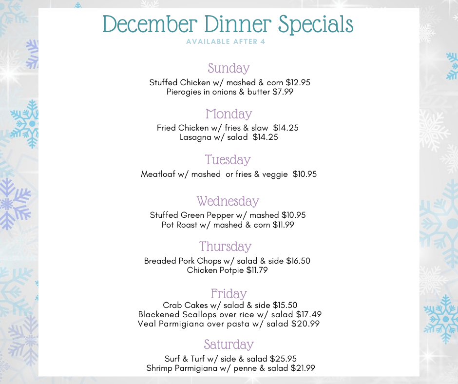 December Dinner Specials