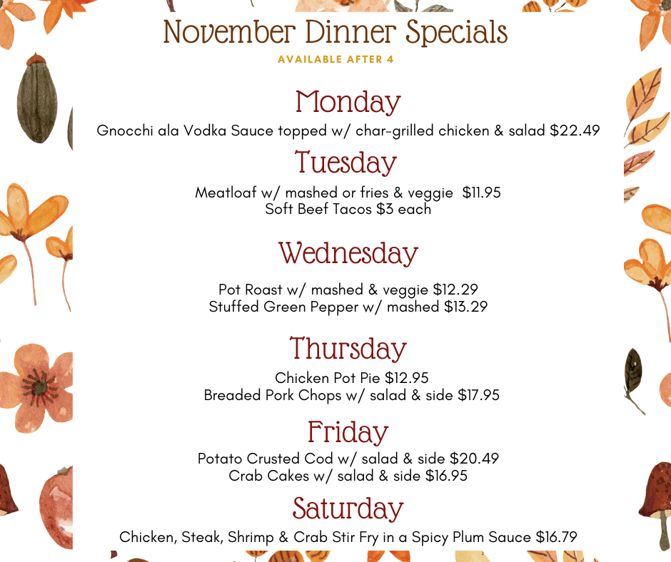 November Dinner Specials