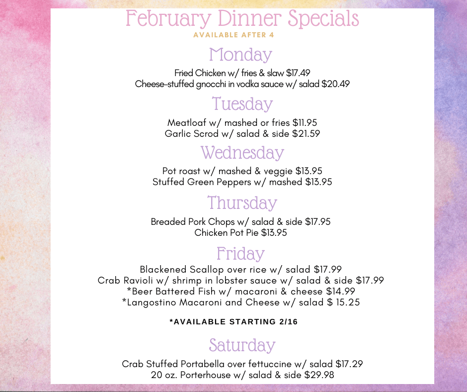 February Dinner Specials
