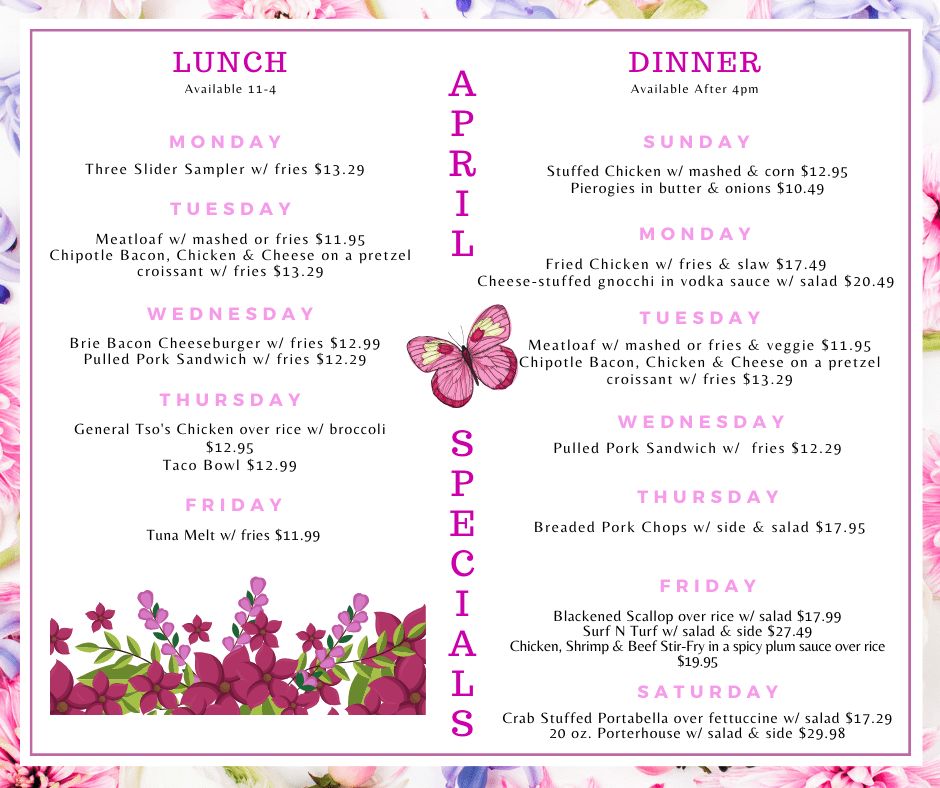 April Dinner Specials