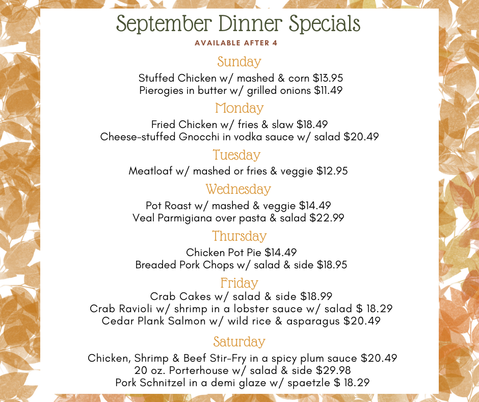 September Dinner Specials