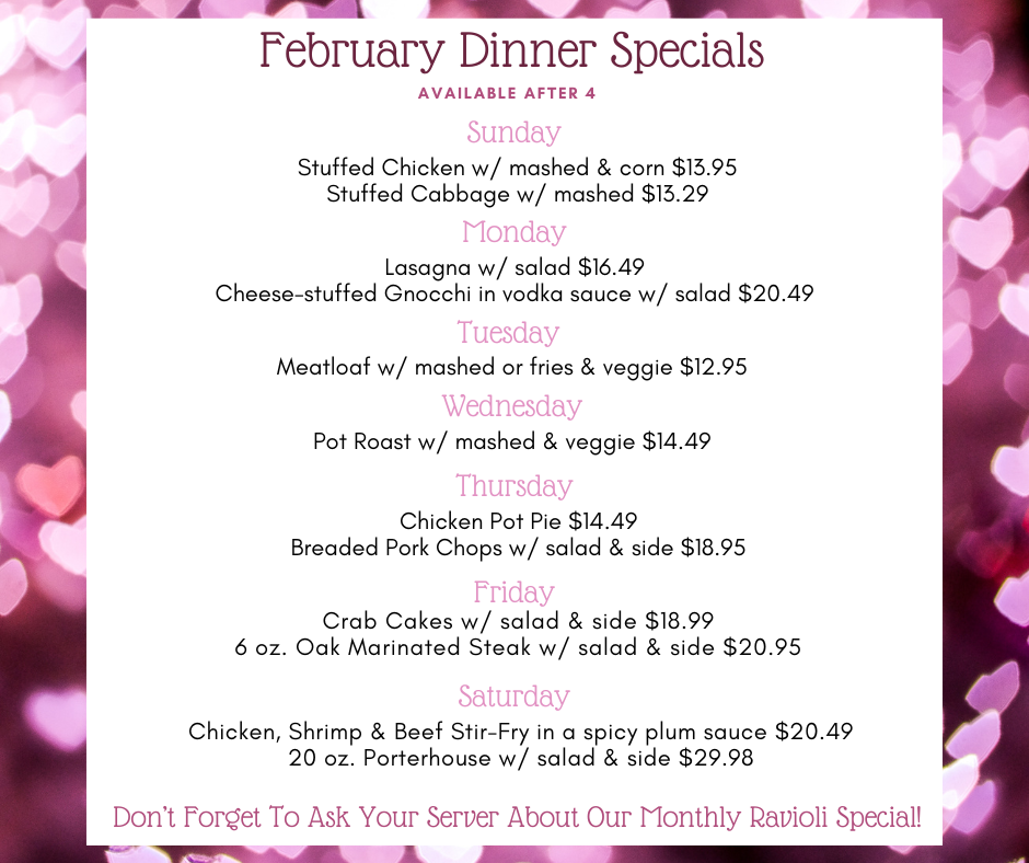 February Dinner Specials