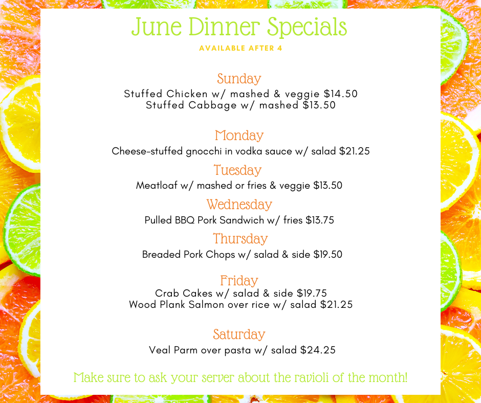 June Dinner Specials