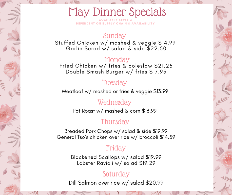 May Dinner Specials